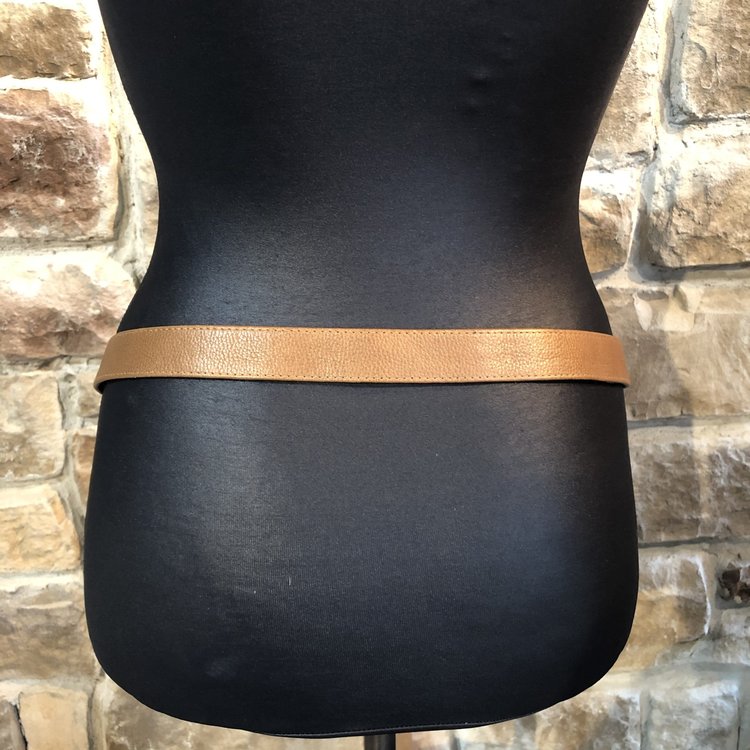 Leather Stretch Belt with Metal Circle, Size L