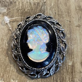 Silver Iridescent Cameo Pin