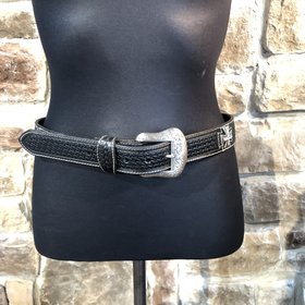 Nocona Black Woven Cross Jeweled Belt, Size 42