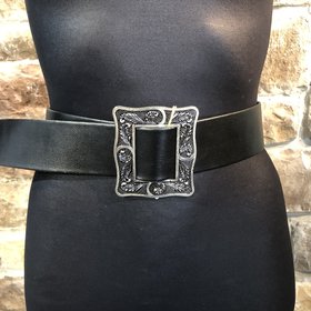 Black Leather Belt, Size S