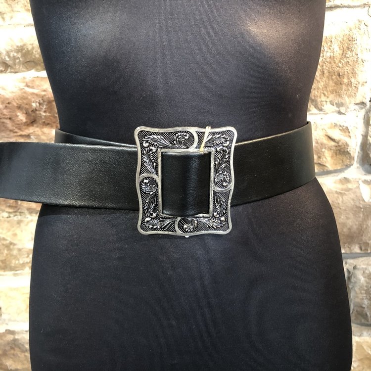 Black Leather Belt, Size S
