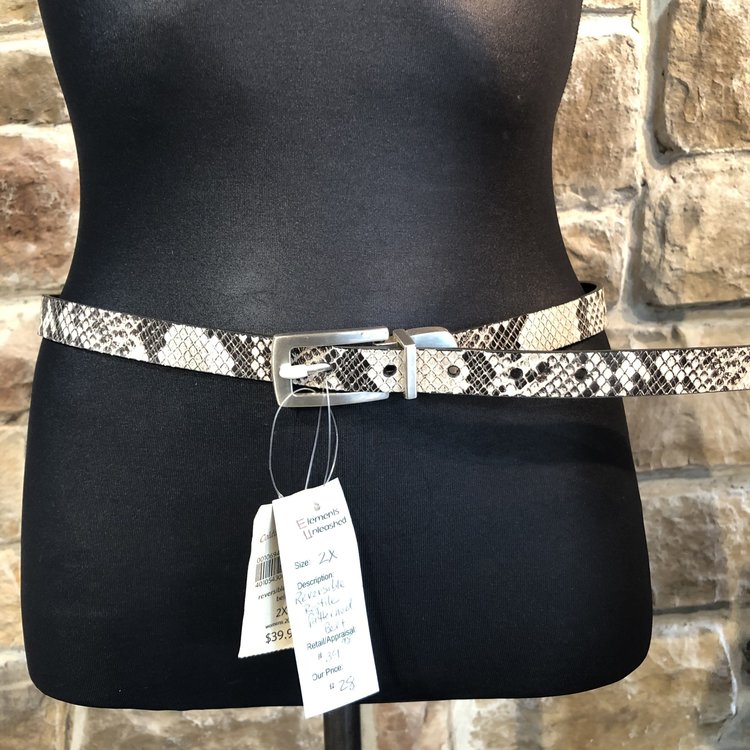 Reversible Reptile Patterned Belt, Size 2X