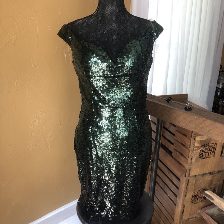 Emerald Sundae Green Sequin Dress, Size 13/14