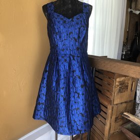 Nine West Blue Floral Aline Dress, Size 14