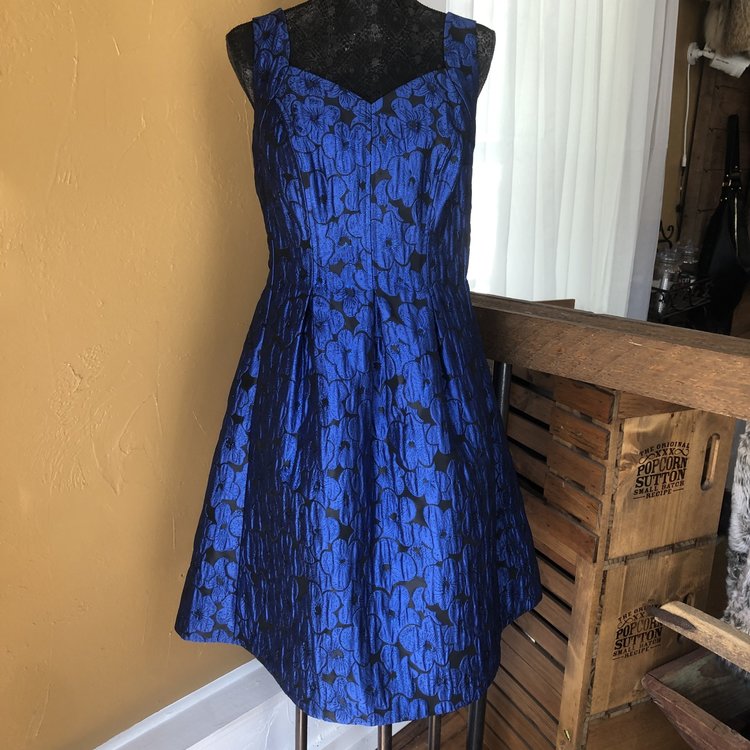 Nine West Blue Floral Aline Dress, Size 14