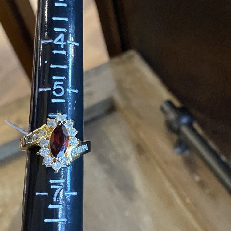 Red Ring with Rhinestone, Size 6