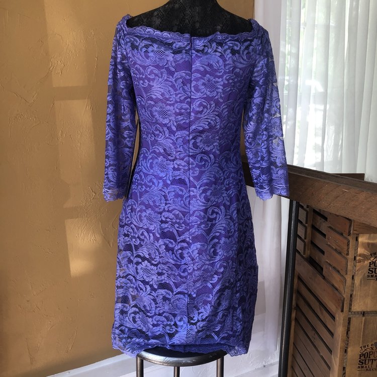 Izilady Purple Lace Sheath Dress with 3/4 Sleeve, Size L
