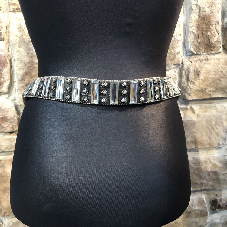 Nocona Black Studded Pattern Belt, Size XL
