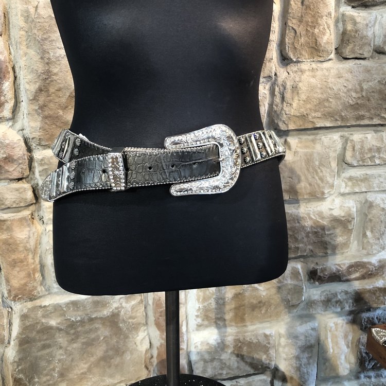 Nocona Black Studded Pattern Belt, Size XL