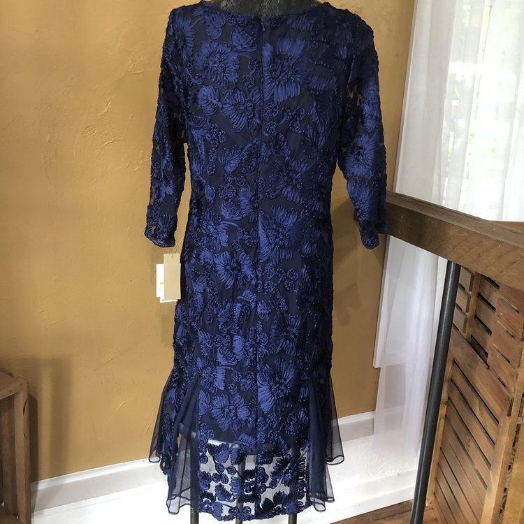 Alex Evenings Navy Fit and Flare Cocktail Dress, Size 14P
