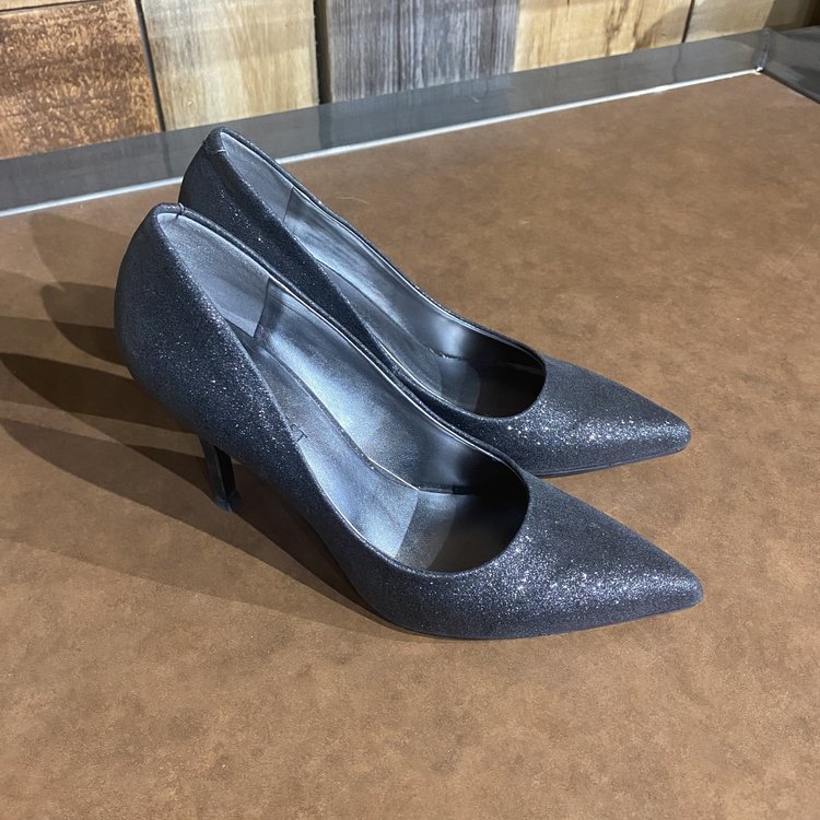 Simple Black Glitter Heel, Size 6