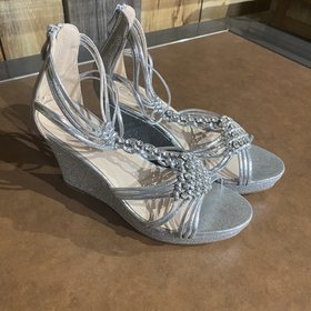 Silver Sparkle Wedges, Size 6.5