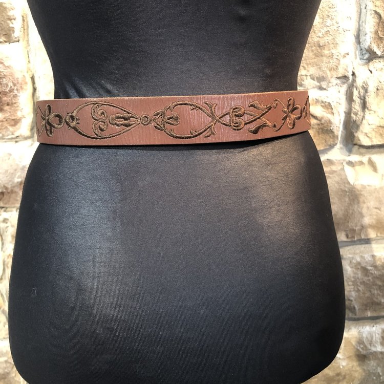 Brown Embroidered Belt, Size S