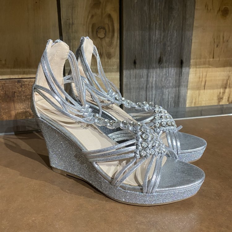 Silver Sparkle Wedge, Size 5.5