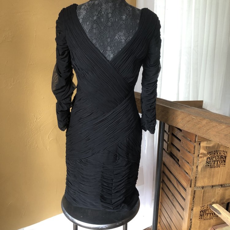 Sue Wong Black Long Sleeve Dress, Size 8