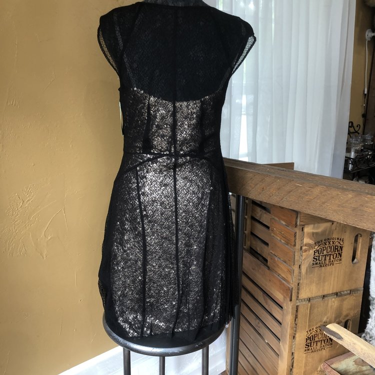 Betsey Johnson Black and Gold Sequin Dress, Size 12