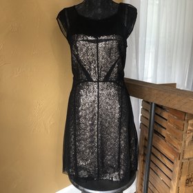 Betsey Johnson Black and Gold Sequin Dress, Size 12