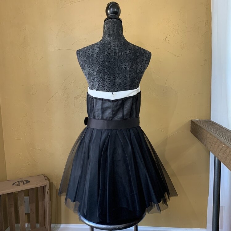 Jovani Black Strapless Fit and Flare with Belt, Size 12