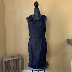 Black Floral Lace Cocktail Dress, Size M