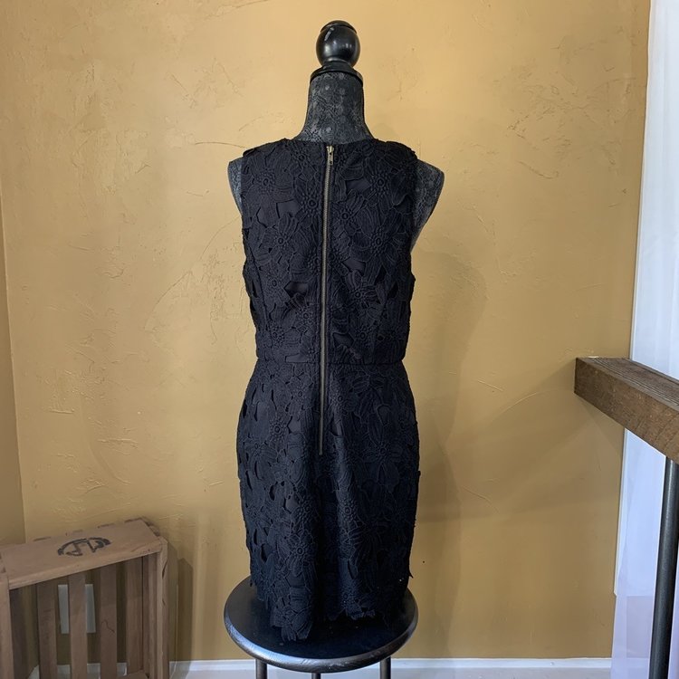 Black Floral Lace Cocktail Dress, Size M
