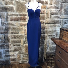 Bariano Blue Corset Front Strappy Back Gown, Size S