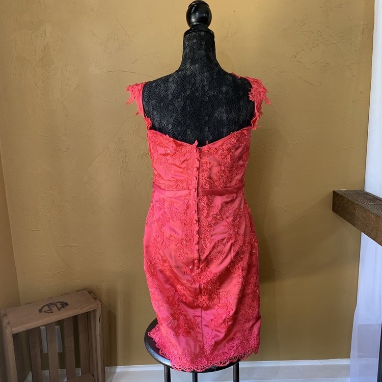 Love Hot Pink Embroidered Sheath Dress, Size 16