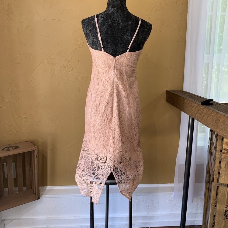 Bardot Pink Lace Pencil V-neck Cocktail Dress, Size 10