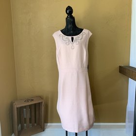 Ellen Tracy Pink Beaded Keyhole Sheath, Size 24W