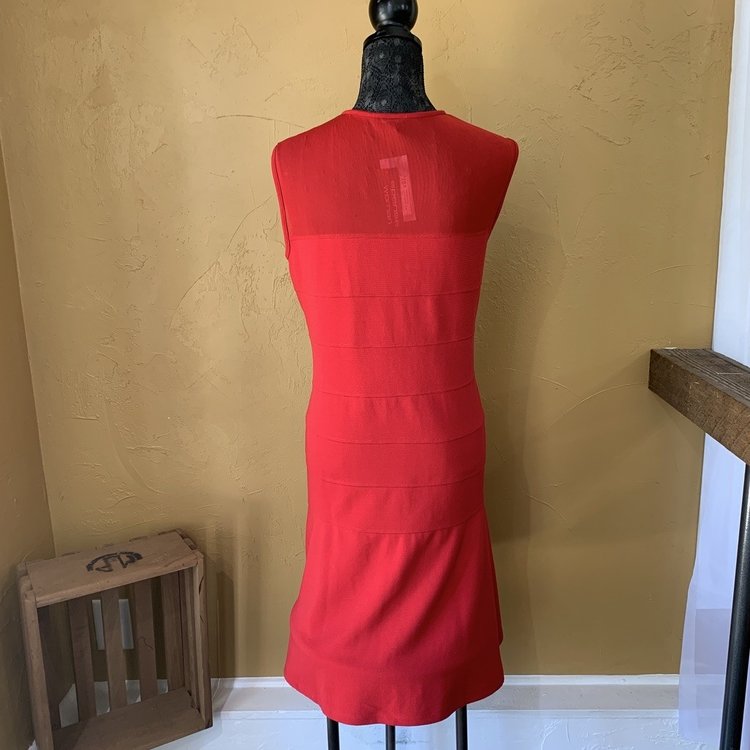 Spense Red Mesh Inset Cocktail Dress, Size 16W