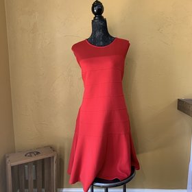 Spense Red Mesh Inset Cocktail Dress, Size 16W