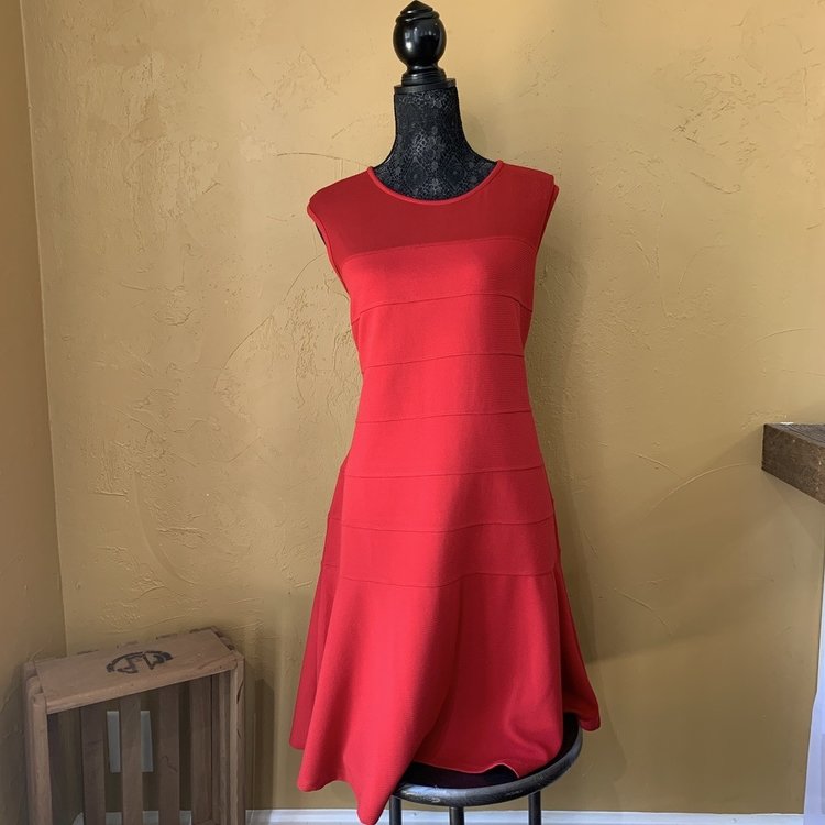 Spense Red Mesh Inset Cocktail Dress, Size 16W