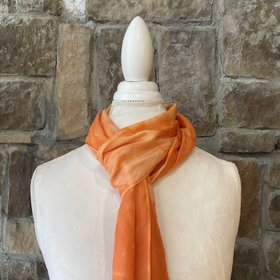 Orange Hand Died Colorfast Silk Scarf, 71 x 8