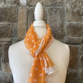 Orange Polka Dot Scarf, 60 x 20