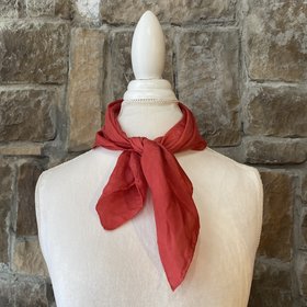 Red Hand Dyed Colorfast Silk Scarf, 22.5 x 21.5