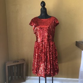 Red Dot Boutique Full Sequin Skater Dress, Size XXL