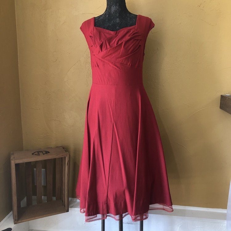 Camilla 1950's Red Pleated Flare Dress, Size XXXL
