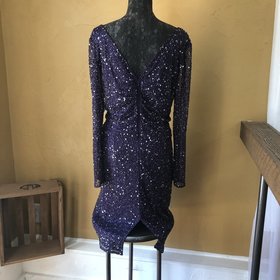 Patra Purple Beaded Dress, Size 16