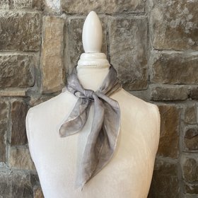 Gray Hand Dyed Colorfast Silk Scarf, 22.25 x 21.5