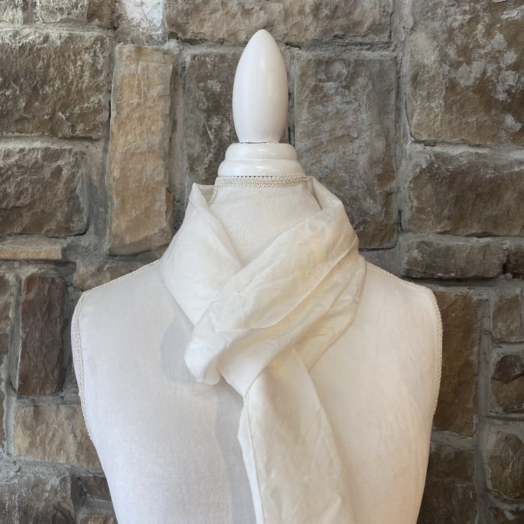 Beige Hand Dyed Colorfast Silk Scarf, 71 x 8