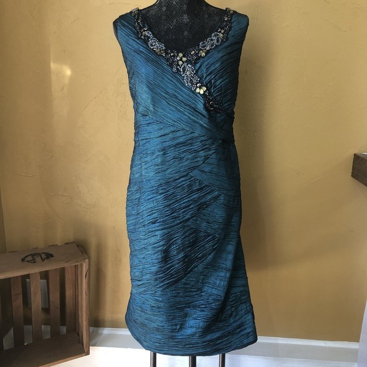 Ignite Evenings Teal Beaded Dress, Size 22W