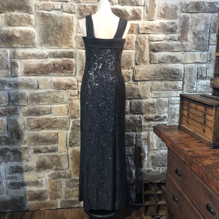 Ralph Lauren Gray Sequined Full Length Gown, Size 6