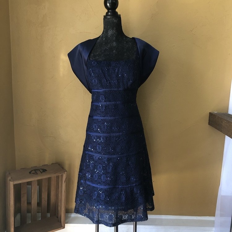 Ignite Evenings Navy Blue 2 Piece Dress, Size 16