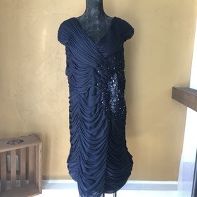 Navy Chiffon Beaded Dress, Size 22W