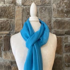 Turquoise Scarf with Bead Work, 75 x 18