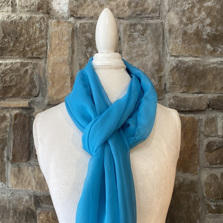 Turquoise Scarf with Bead Work, 75 x 18