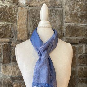 Blue Hand Dyed Colorfast Silk Scarf, 71 x 8