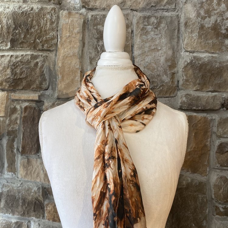 Marble Hand Dyed Colorfast Silk Scarf, 71 x 8