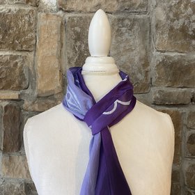 Hand Painted Purple Silk Scarf, 11 x 60