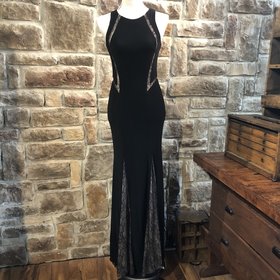 Aqua Black Lace Inset Gown, Size 0