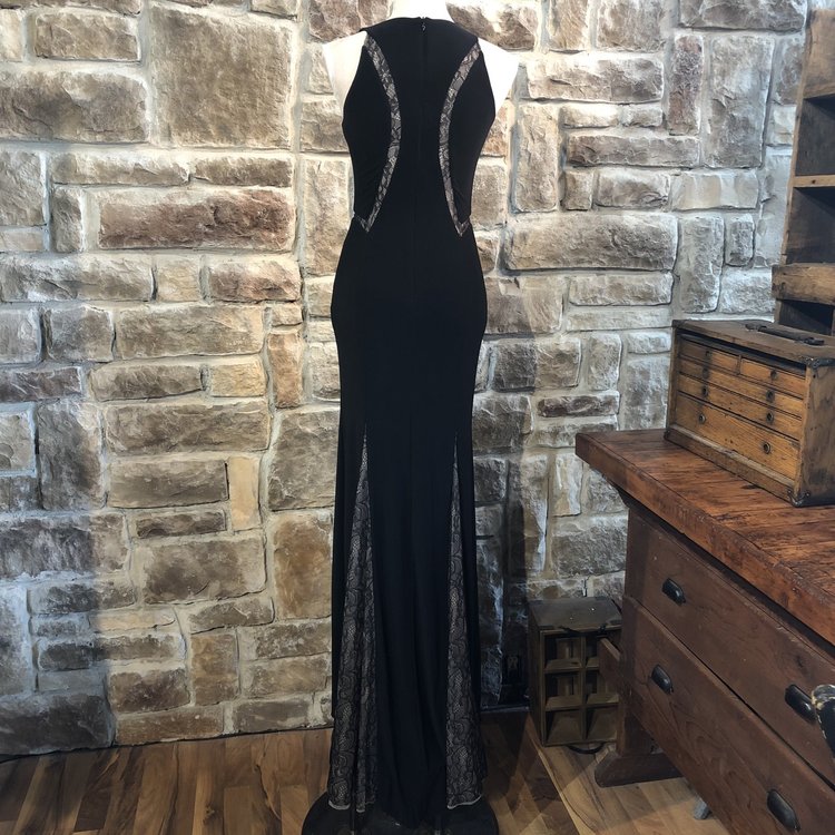 Aqua Black Lace Inset Gown, Size 0